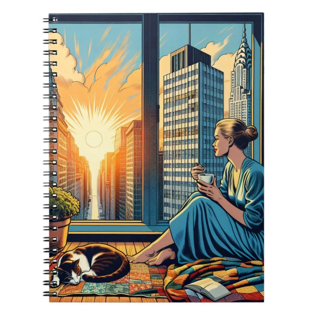 Morgenzeit in der Stadt | Reflektierende Frau Notizblock (Vorderseite)