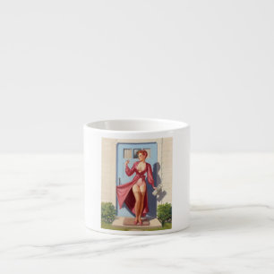 Morgenzeitung Pin-Up Mädchen Espressotasse