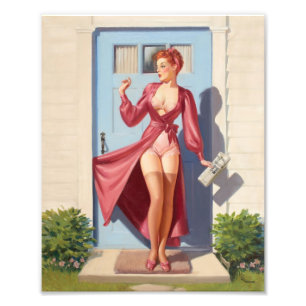 Morgenzeitung Pin-Up Mädchen Fotodruck