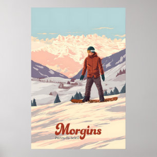 Morgins Schweiz Snowboarden Reiseplakat Poster