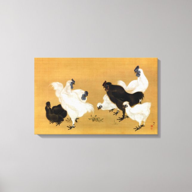Mori Sosen Silkies Hühner Leinwanddruck (Vorderseite)