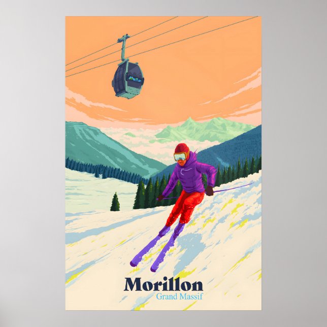 Morillon Skigebiet Reiseplakat Poster (Vorne)