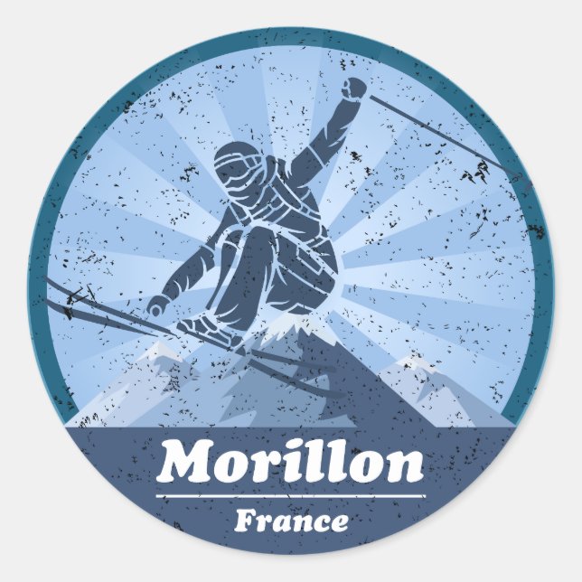 Morillon Skistation Runder Aufkleber (Vorderseite)