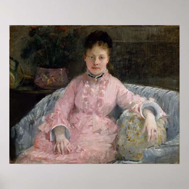 Morisot - Das rosa Kleid 1870 Poster (Vorne)