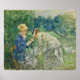 Morisot - Frau pflückt Blumen 1879 Poster