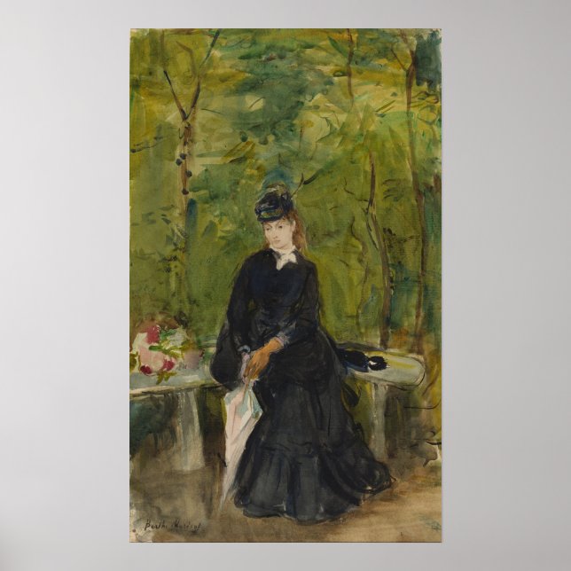 Morisot - Junge Dame sitzt auf einer Bank 1864 Poster (Vorne)