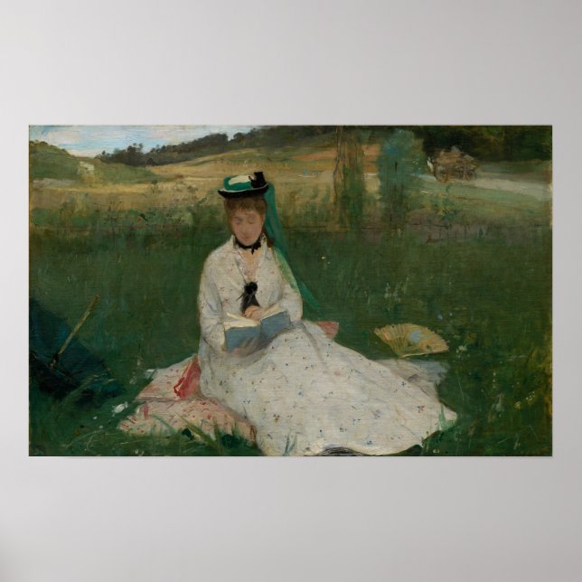 Morisot - Lesen mit grünem Schirm 1873 Poster (Vorne)