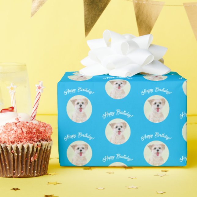 Morkie Blue Wrapping Paper Round Images Geschenkpapier (Geburtstagsparty)