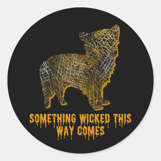 Morkie Designer Dog Silhouette Spaß Halloween Runder Aufkleber (Vorderseite)