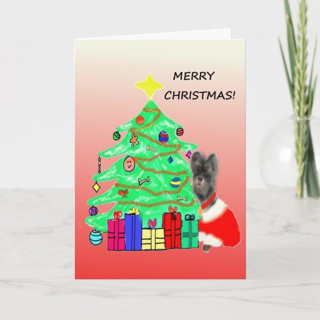 Morkie Dog Christmas Card Feiertagskarte (Vorderseite)