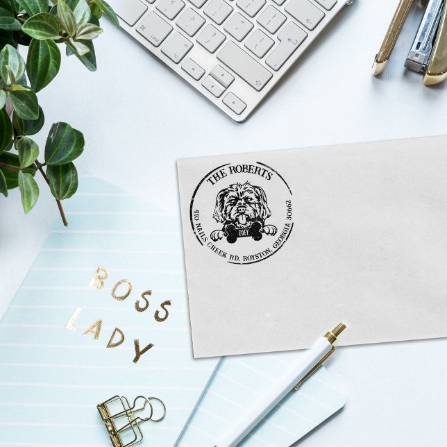 Morkie Dog Family Return Address  Gummistempel (Von Creator hochgeladen)