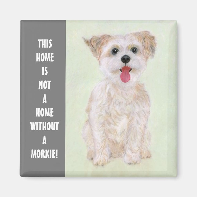 Morkie Dog Magnet mit Text (Vorne)