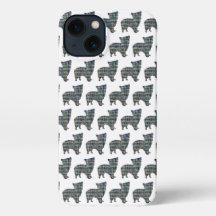 Morkie Dog Niedlich Silhouette Grid White