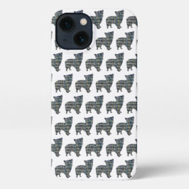 Morkie Dog Niedlich Silhouette Grid White iPhone Hülle