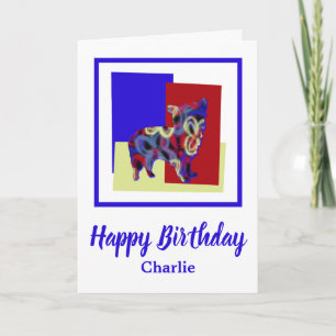 Morkie Dog Silhouette Red Blue Yellow Birthday Karte