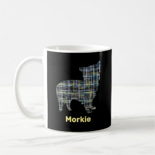 Morkie Dog Yellow & Blue Grid Kaffeetasse