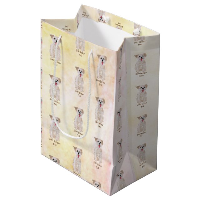 Morkie Gift Bag Mittlere Geschenktüte (Vorderseite Schrägansicht)