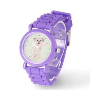 Morkie Hund Lila Uhr