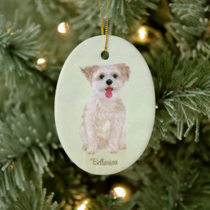 Morkie Hund Ovaler Glas Weihnachtsschmuck
