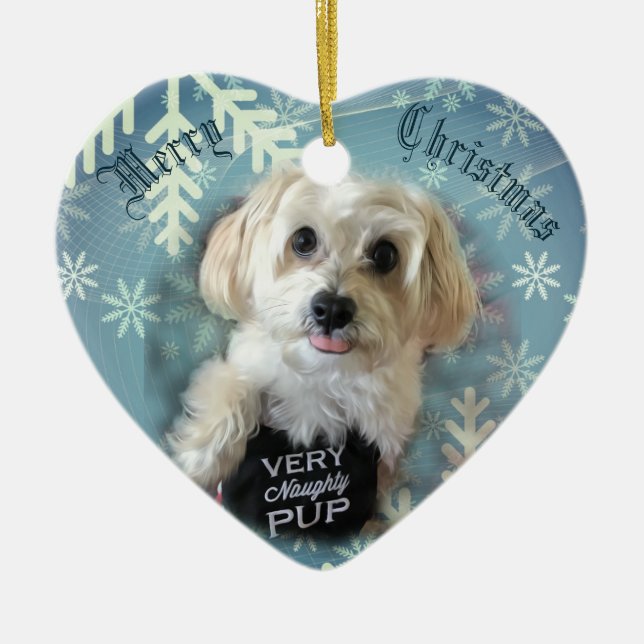 Morkie Hündchen-Stern-Weihnachtsverzierung Keramik Ornament (Vorne)