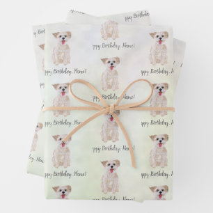 Morkie-Hunde-Geburtstags-Geschenkpapier Geschenkpapier Set
