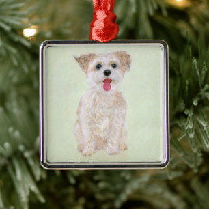 Morkie-Hunde-Ornament Ornament Aus Metall