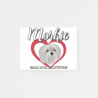 Morkie - Kleiner Hund Big Attitude 3 Post-it Klebezettel