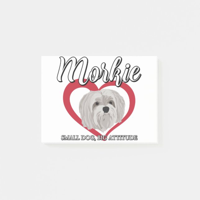 Morkie - Kleiner Hund Big Attitude 3 Post-it Klebezettel (Vorderseite)