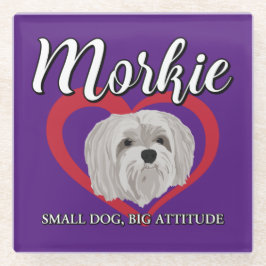 Morkie - Kleiner Hund, große Höhe - 3 Glasuntersetzer