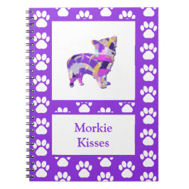 Morkie Niedlich Dog Silhouette Paw Lila PY&B Notizblock