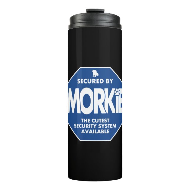 Morkie-Security-Blue Thermosbecher (Vorderseite)