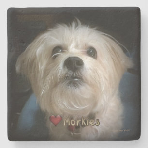 Morkie Welpen-Hundeniedlicher Liebe-Untersetzer Steinuntersetzer