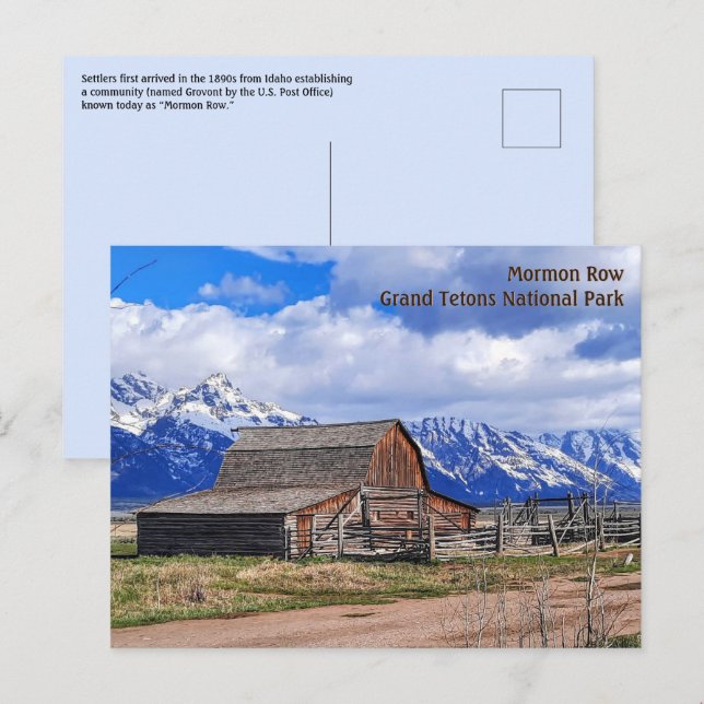 Mormon Row, carte postale Grand Tetons (Devant / Derrière)