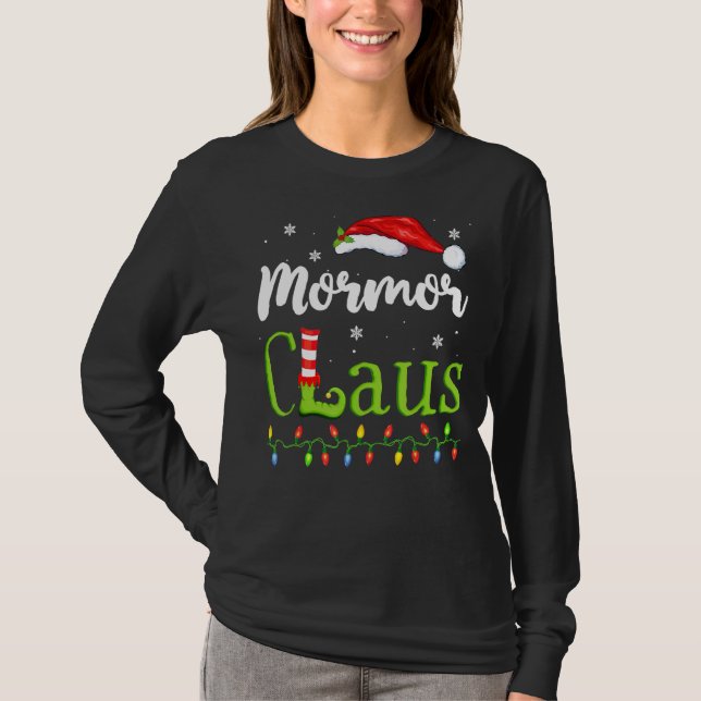 Mormor Claus Funny Grandma Santa Pajamas Weihnacht T-Shirt (Vorderseite)
