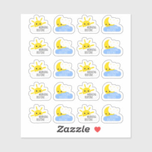 Morning Abend Routine Kawaii Sun & Moon Planer Aufkleber