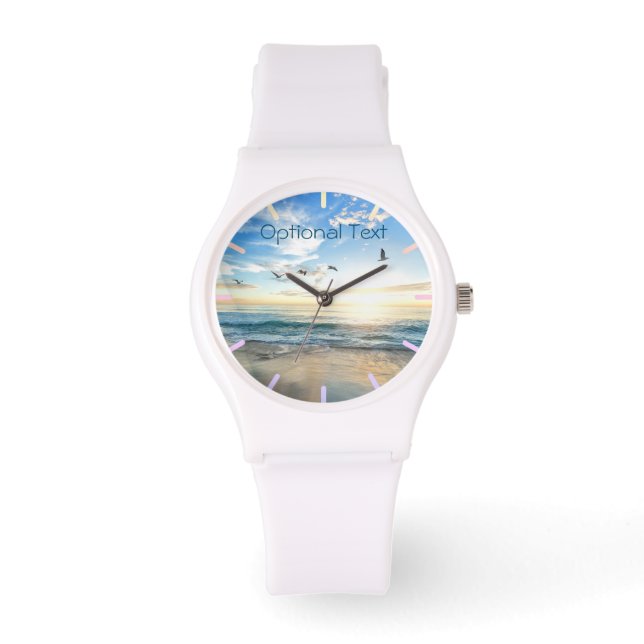 Morning Beach Seagulls Armbanduhr (Vorderseite)