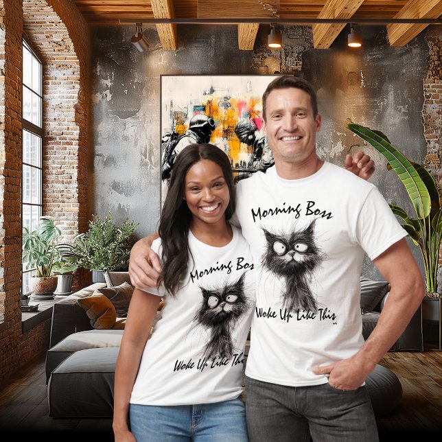 Morning Boss Funny Cat T - Shirt - so Geweckt (Von Creator hochgeladen)