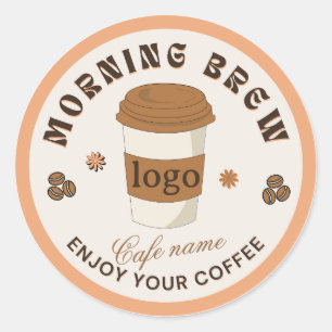 Morning Brew Coffee Tasse Cafe Logo Runder Aufkleber