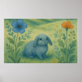 Morning Calm – Watercolor Meadow with Bagolo Poster