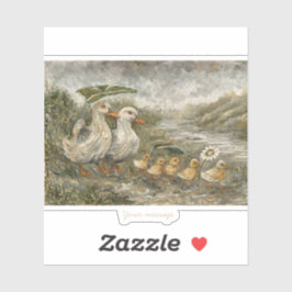 Morning Commute Whimsical Farmhouse Duck Rainy Day Aufkleber
