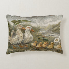 Morning Commute Whimsical Farmhouse Duck Rainy Day Dekokissen