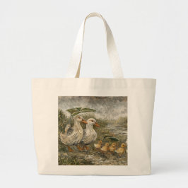 Morning Commute Whimsical Farmhouse Duck Rainy Day Jumbo Stoffbeutel