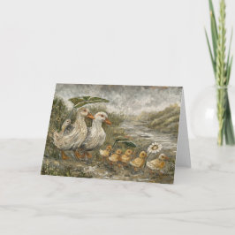 Morning Commute Whimsical Farmhouse Duck Rainy Day Karte