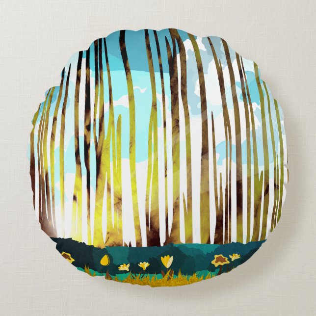 Morning Forest Throw Kissen (Vorderseite)