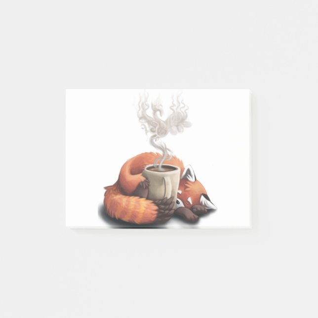 Morning Fox - cute coffee animal Post-it Klebezettel (Vorderseite)
