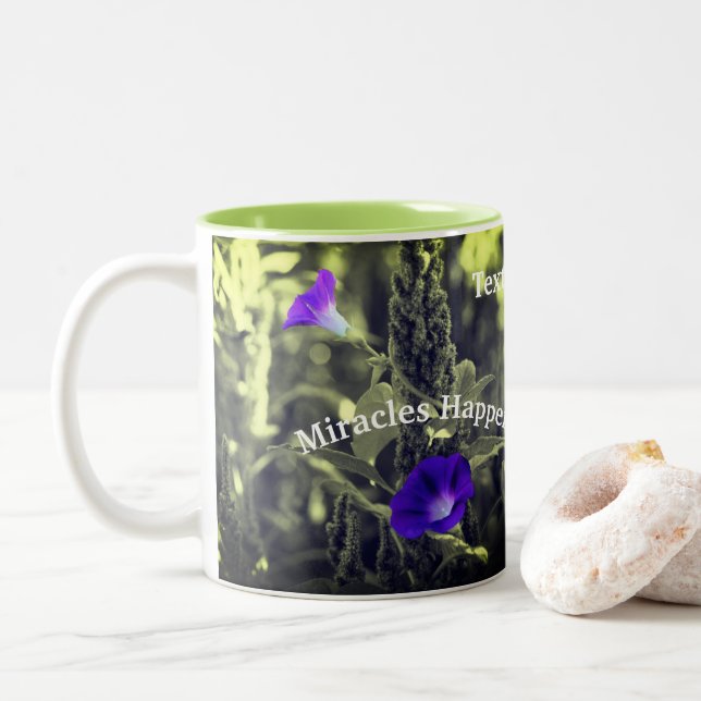 Morning Glories Miracles passieren Inspiration Zweifarbige Tasse (Mit Donut)