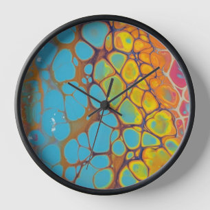 Morning Glory Abstrakt Gelb Orange Aquamarin Bubbl Uhr