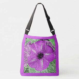 Morning Glory Block Print - Amethyst lila Tragetaschen Mit Langen Trägern