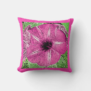 Morning Glory Block Print - Fuchsia rosa Kissen