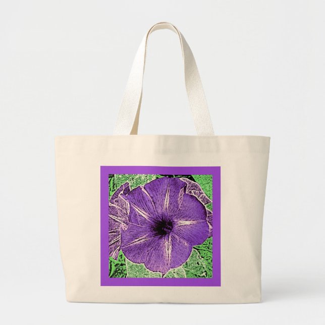 Morning Glory Block Print - Softviolett Jumbo Stoffbeutel (Vorne)